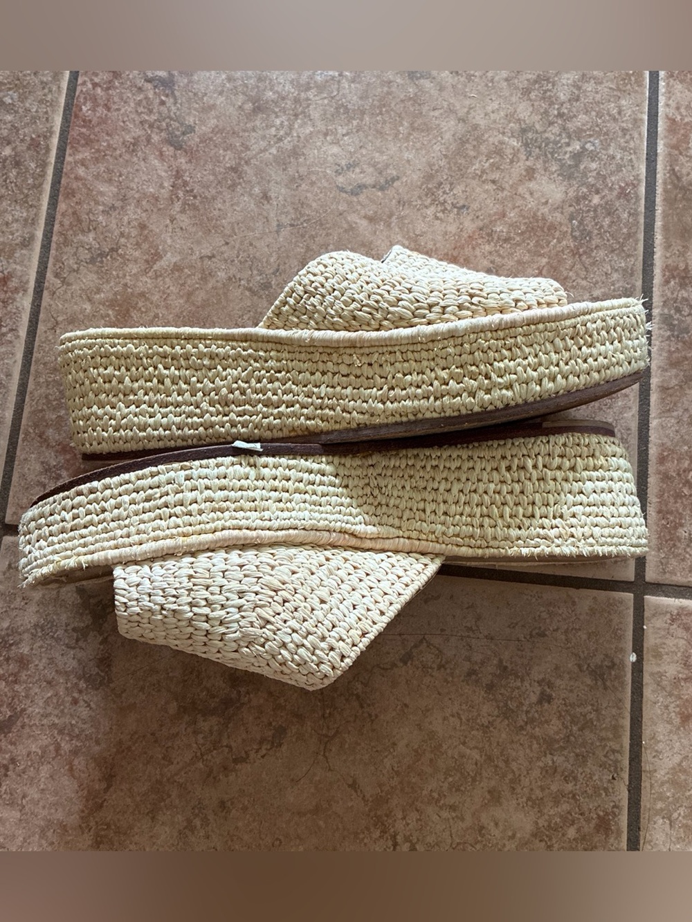Vintage y2k Woven Espadrille Platform Slide Sandals in Natural - Picture 4 of 9